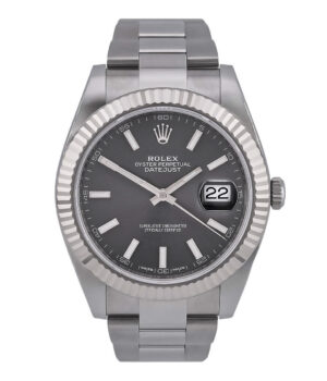 Rolex Datejust 41 Stahl mit Weißgoldlünette mit grauem Zifferblatt Referenz 126334