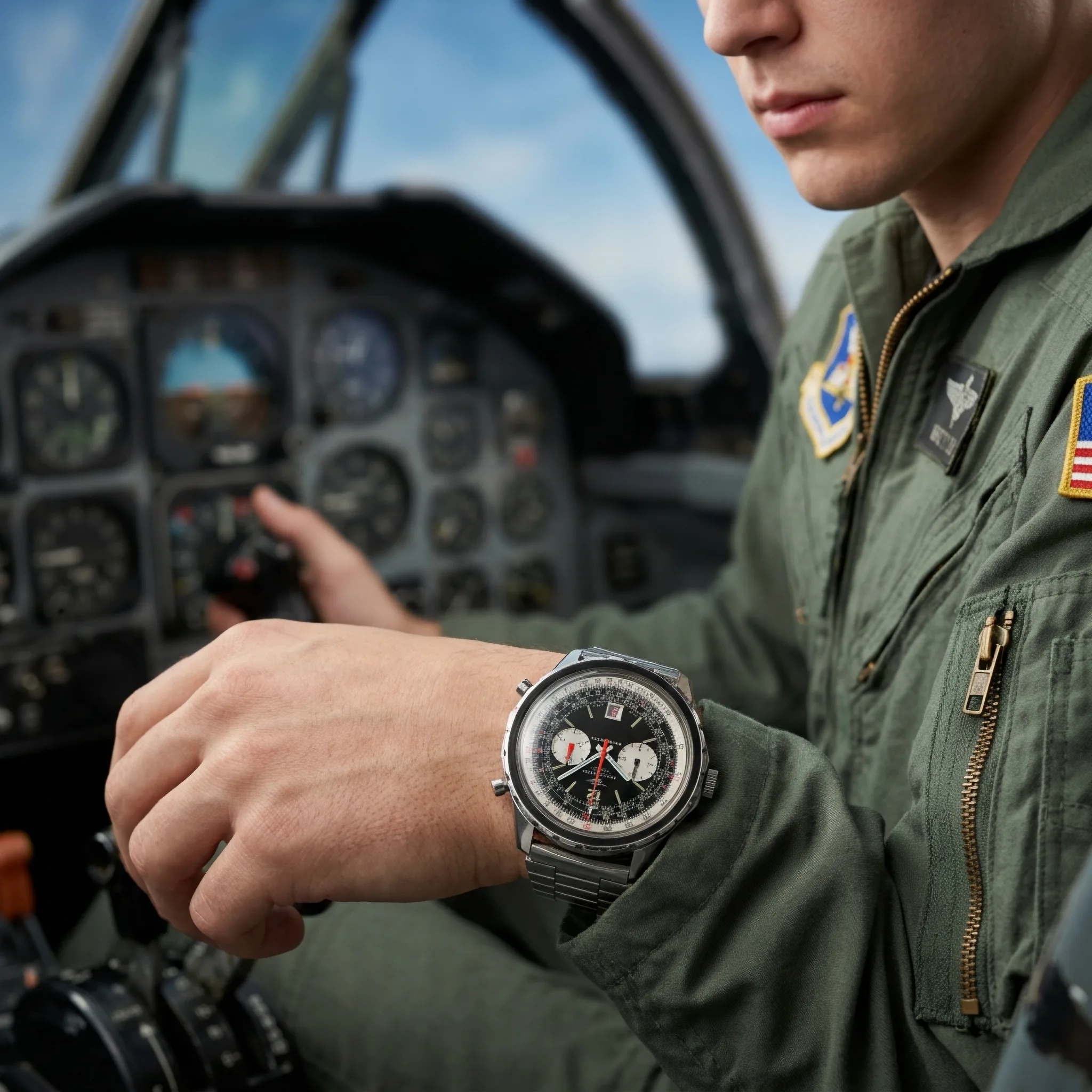 Breitling Navitimer Chrono-Matic Edelstahl Schwarz 1806 Sehr gut Wristshot