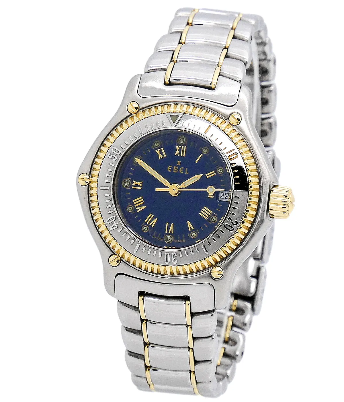 Ebel Discovery Diver Lady Edelstahl Gold 183912 Blau Front