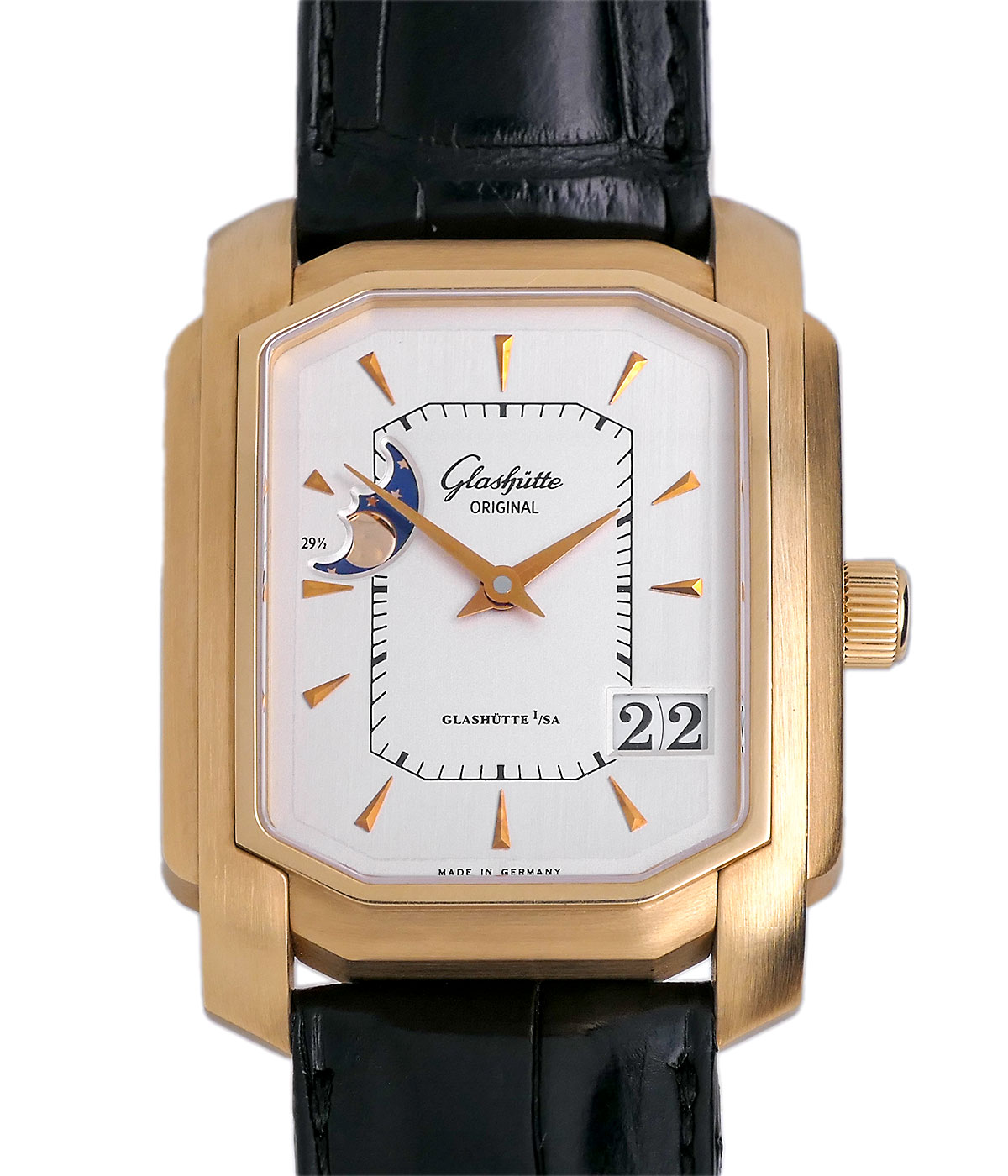 GLASHÜTTE ORIGINAL | Square Panorama Date Moon Phase Red Gold | Ref. 39-43-07-05-04