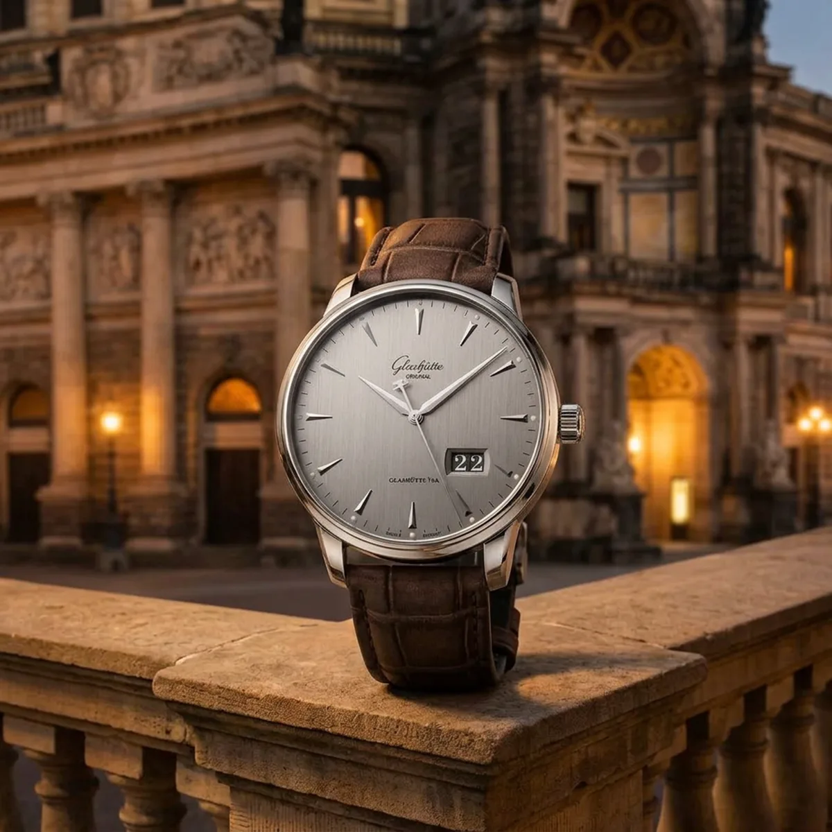 Glashütte Original Senator Excellence Edelstahl grau 1-36-03-03-02-31 ungetragen Stillleben