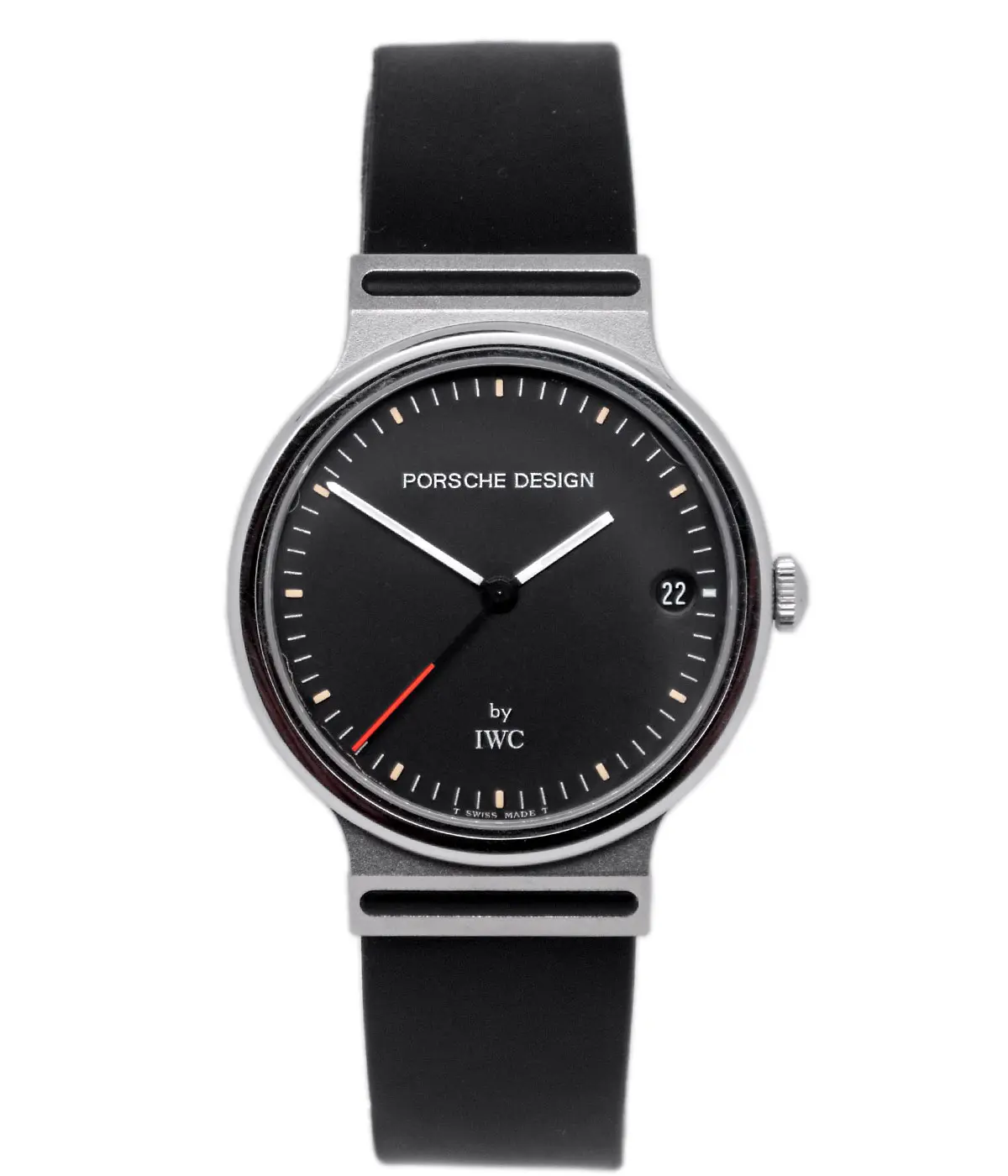 IWC Porsche Design Sportivo 02 Titan 3320 schwarzes Zifferblatt Frontansicht