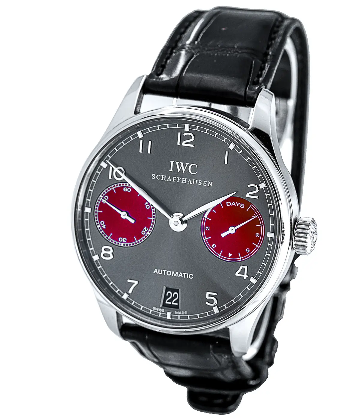 IWC Portugieser Tribeca Film Festival Edelstahl IW500126 getragen Zifferblatt