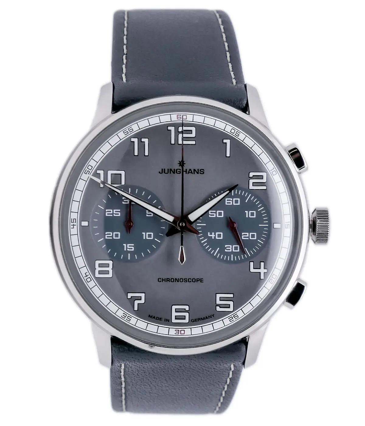 Junghans Meister Driver Chronoscope Edelstahl 027/3686.44 Neu Front