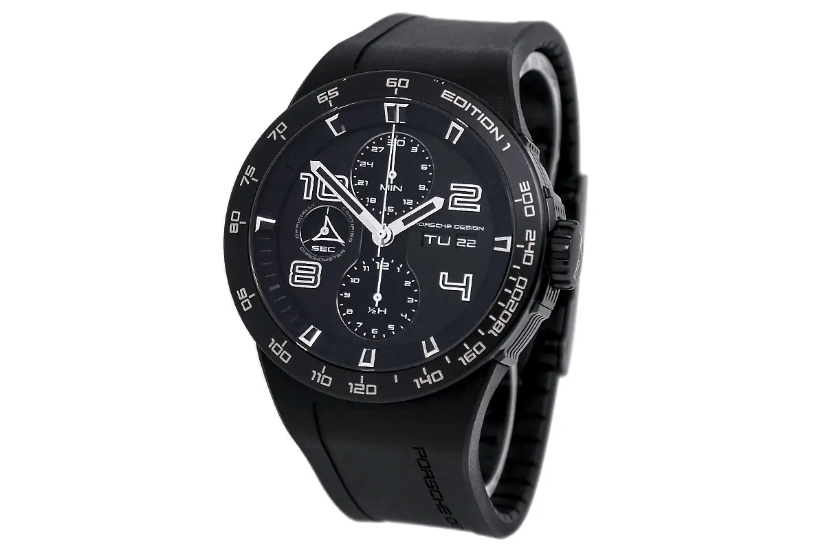 Porsche Design Flat Six Chronograph Edition 1 Drücker und Gehäuseflanke rechts