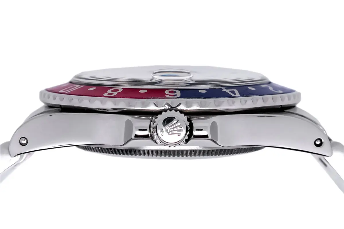 Rolex GMT-Master Edelstahl Schwarz 16750 Getragen Krone