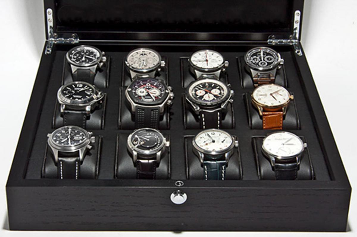 WATCH BOX | for 12 watches ash wood matt black | Ref. L33B32H8-12 S - Image 1