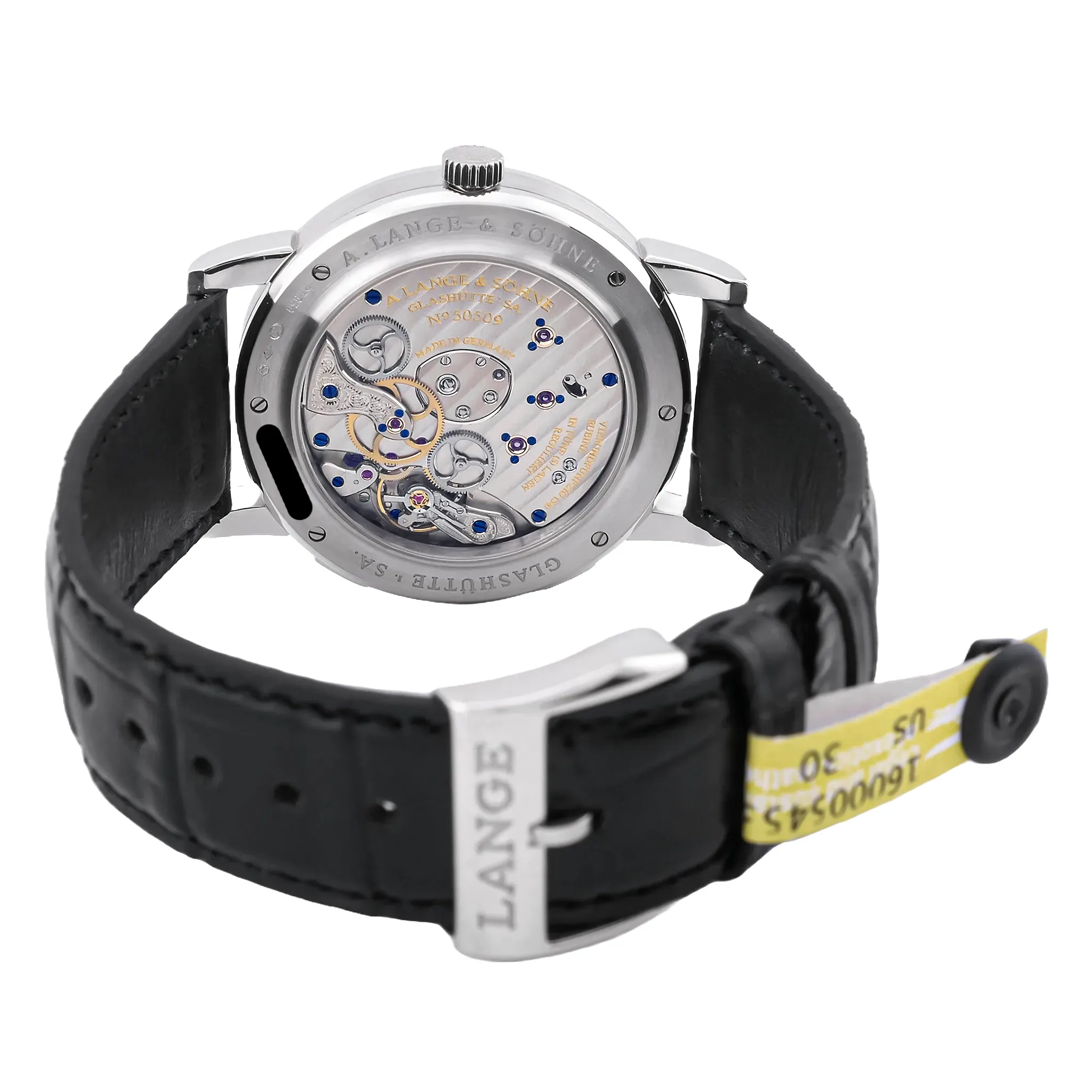 A. Lange & Söhne Lange 1 Zeitzone Platin 116.025 Zifferblatt rhodiné Sichtboden