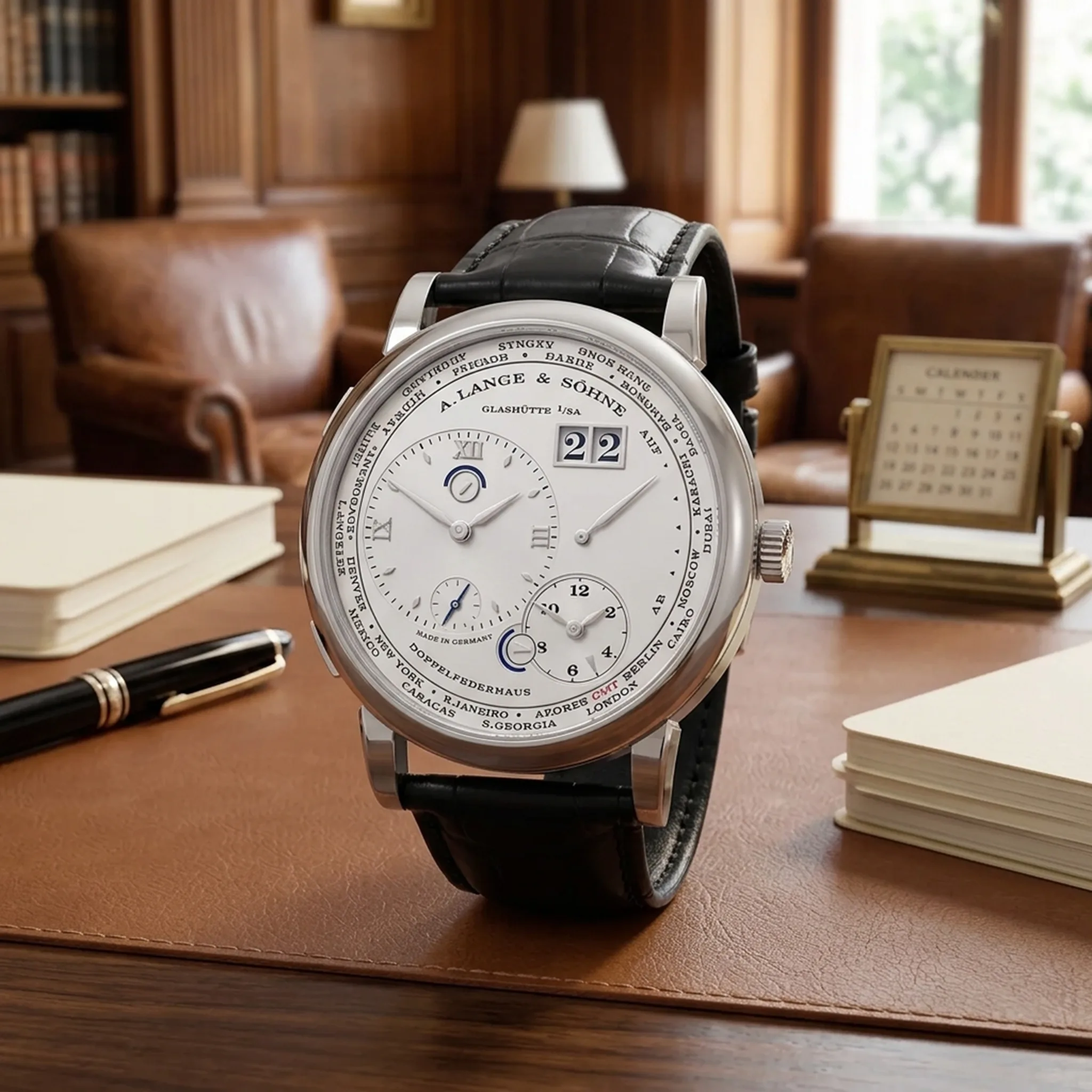 A. Lange & Söhne Lange 1 Zeitzone Platin 116.025 Zifferblatt rhodiné Stillleben