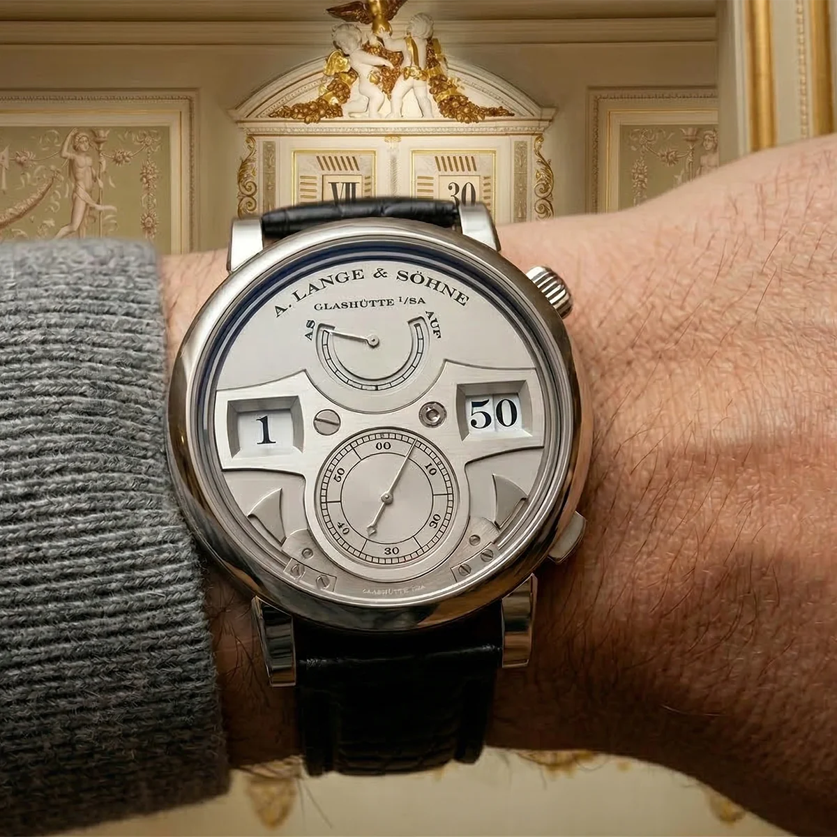 A. Lange & Söhne Zeitwerk Striking Time Platin 145.025 NOS Wristshot