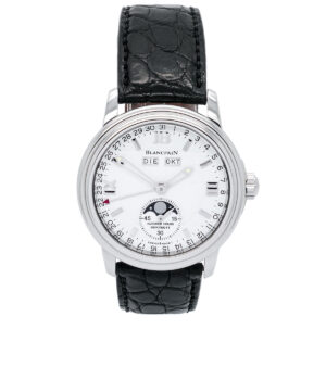 Blancpain Leman Mondphasenkalender mit weißem Zifferblatt, in Edelstahl, Triple Date, 2763-1127-53
