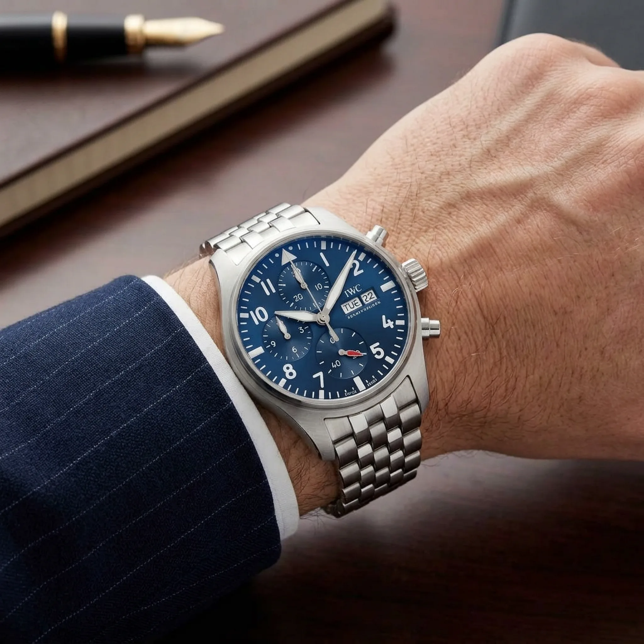 IWC Pilot’s Watch Chronograph 41 Edelstahl IW388102 blaues Zifferblatt Wristshot