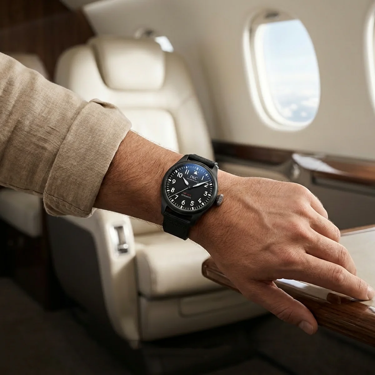 IWC Große Fliegeruhr Big Pilot's Watch 43 Top Gun Keramik IW329801 Ungetragen Wristshot