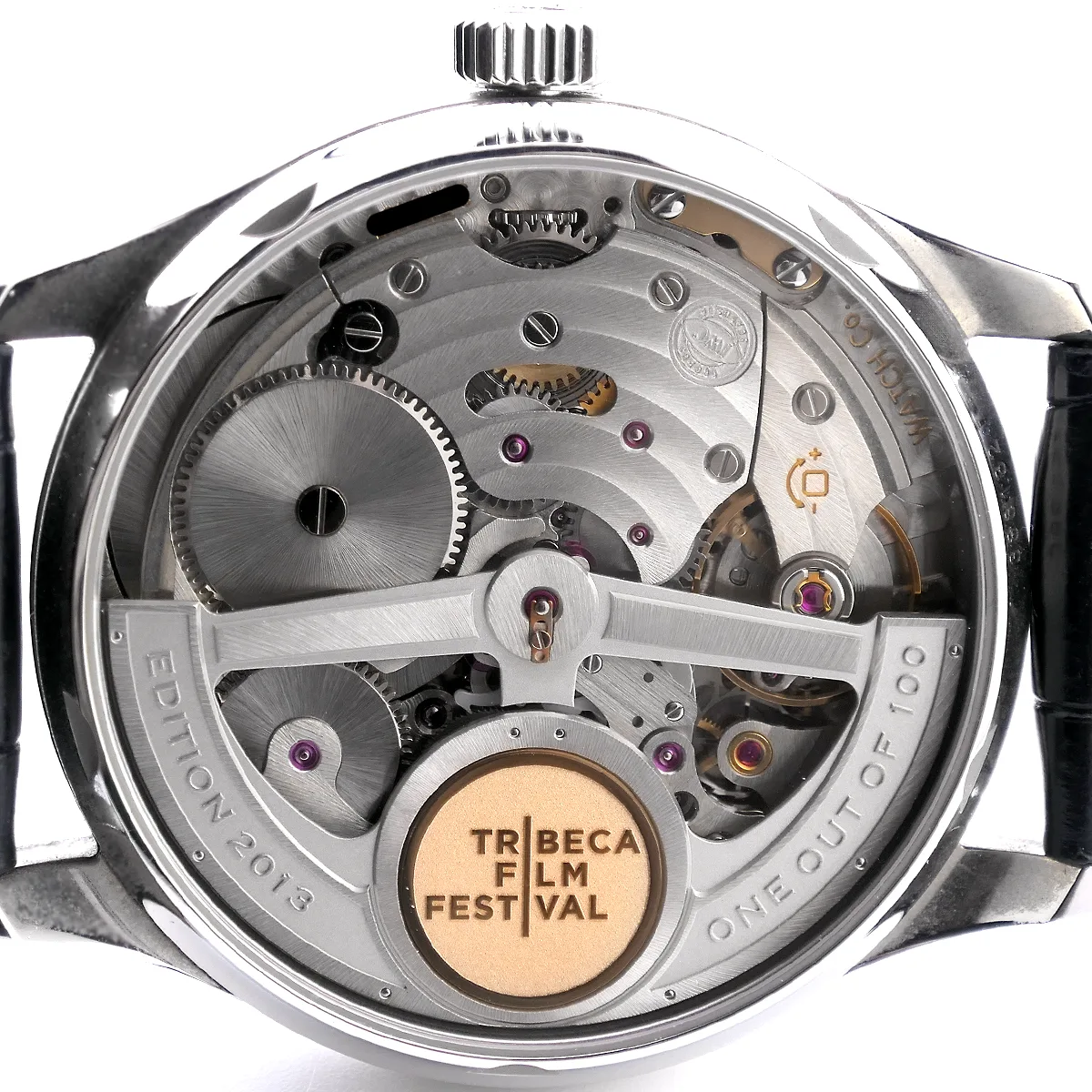 IWC Portugieser Edelstahl schiefergrau IW500126 Neuwertig Uhrwerk Detail