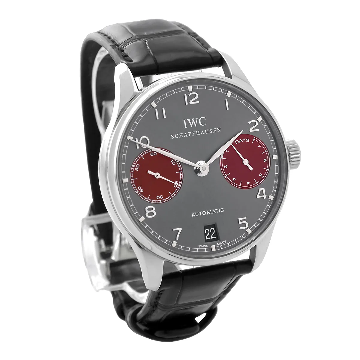 IWC Portugieser Edelstahl schiefergrau IW500126 Neuwertig Links