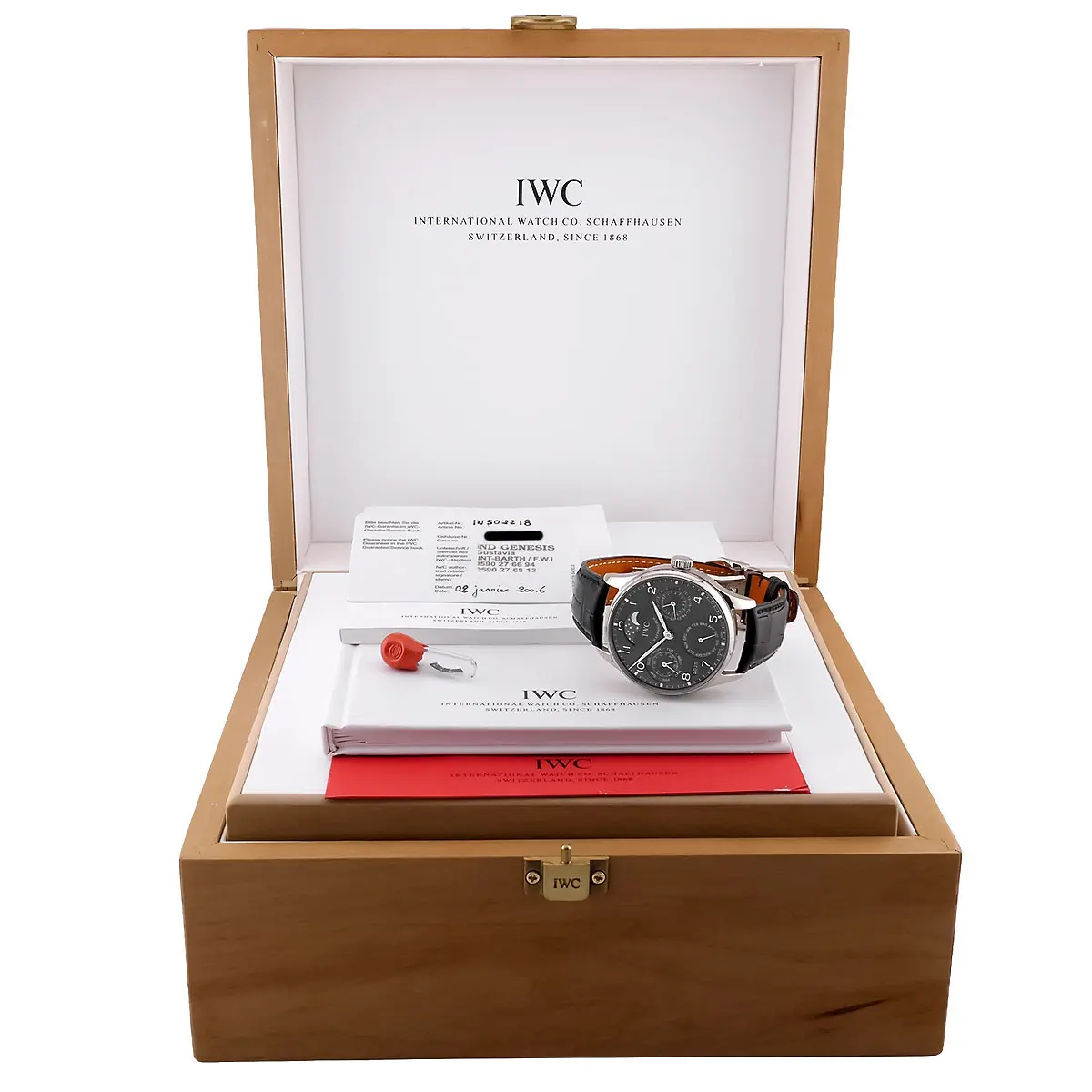 IWC Portugieser Perpetual Calendar IW502218 Full Set Box Papers Century Slider