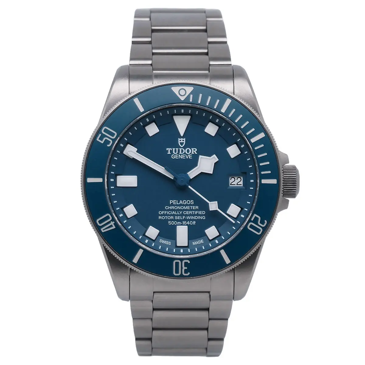 Tudor Pelagos Titan Blau M25600TB-0001 exzellenter Zustand Frontalansicht