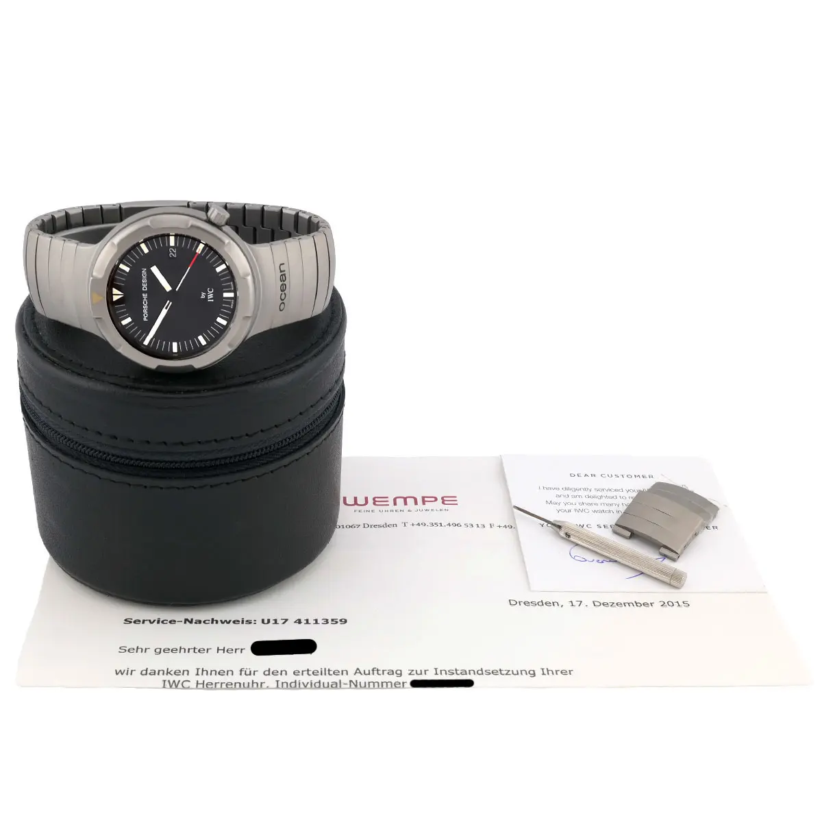IWC Porsche Design Ocean 2000 box and service receipt