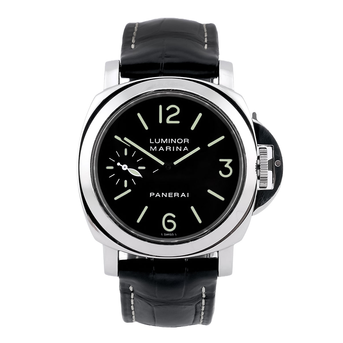 Panerai Luminor Marina Edelstahl PAM00001 L-Swiss-L Zifferblatt Frontal