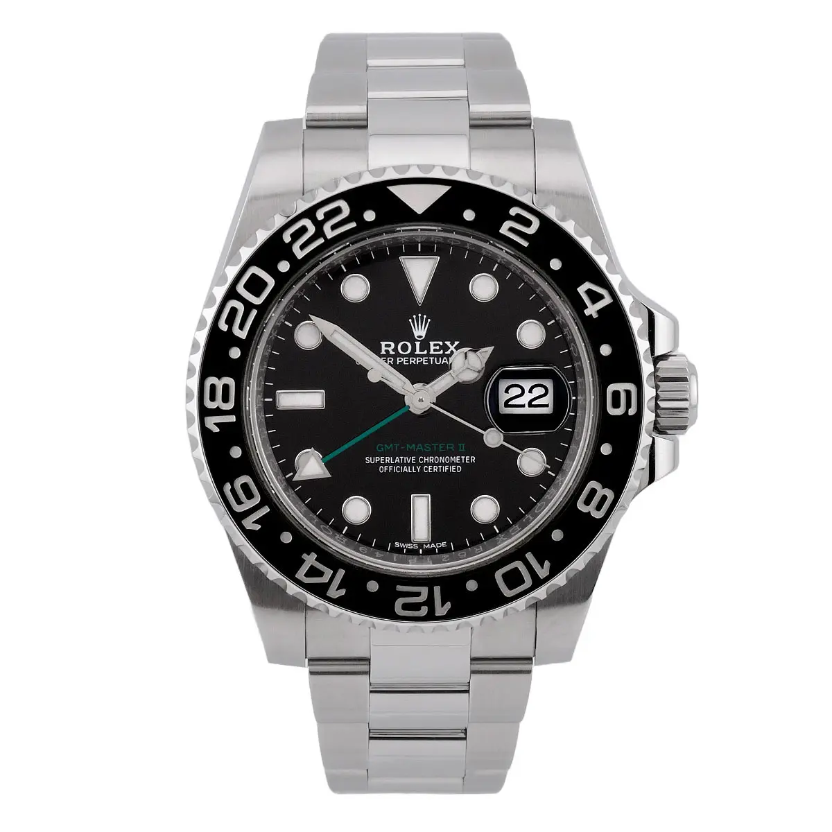 Rolex GMT-Master II Edelstahl 116710LN Zifferblatt Frontansicht
