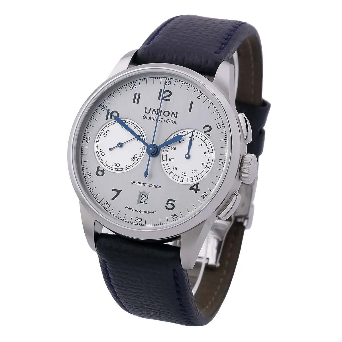 Union Glashütte 1893 Johannes Dürrstein Edition Edelstahl D007.459.16.032.09 Gehäuseprofil Rechts