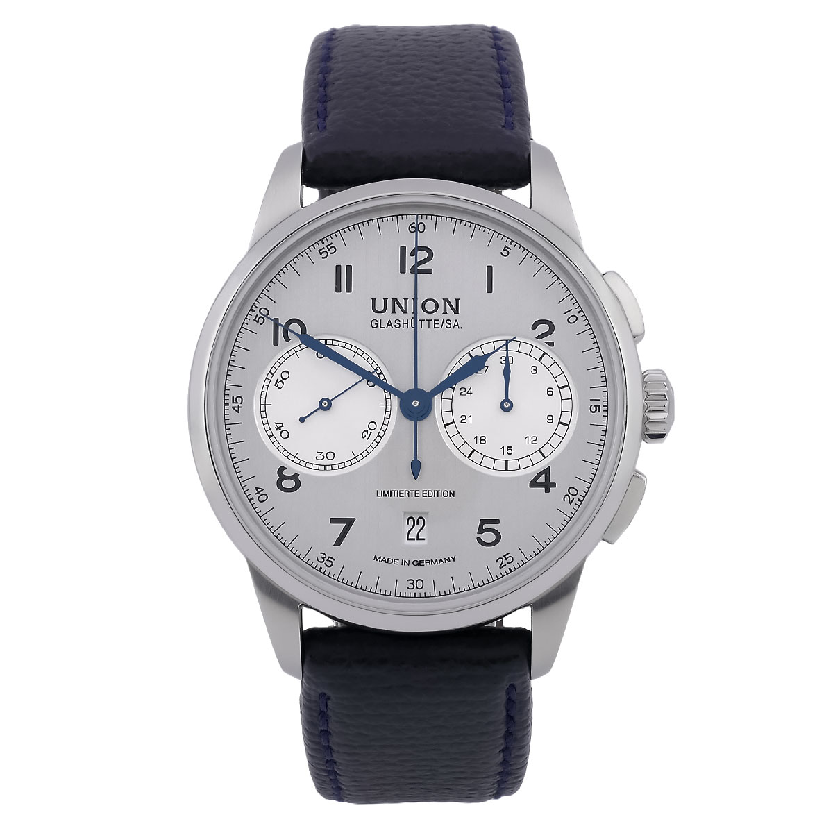 Union Glashütte 1893 Johannes Dürrstein Edition Silber D007.459.16.032.09 Zifferblatt Strichschliff Front