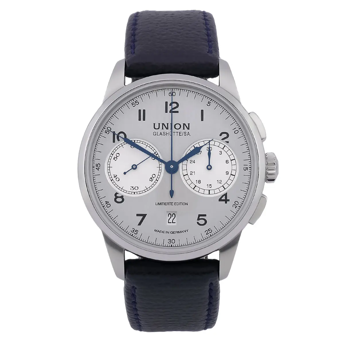 Union Glashütte 1893 Johannes Dürrstein Edition Silber D007.459.16.032.09 Zifferblatt Strichschliff Front