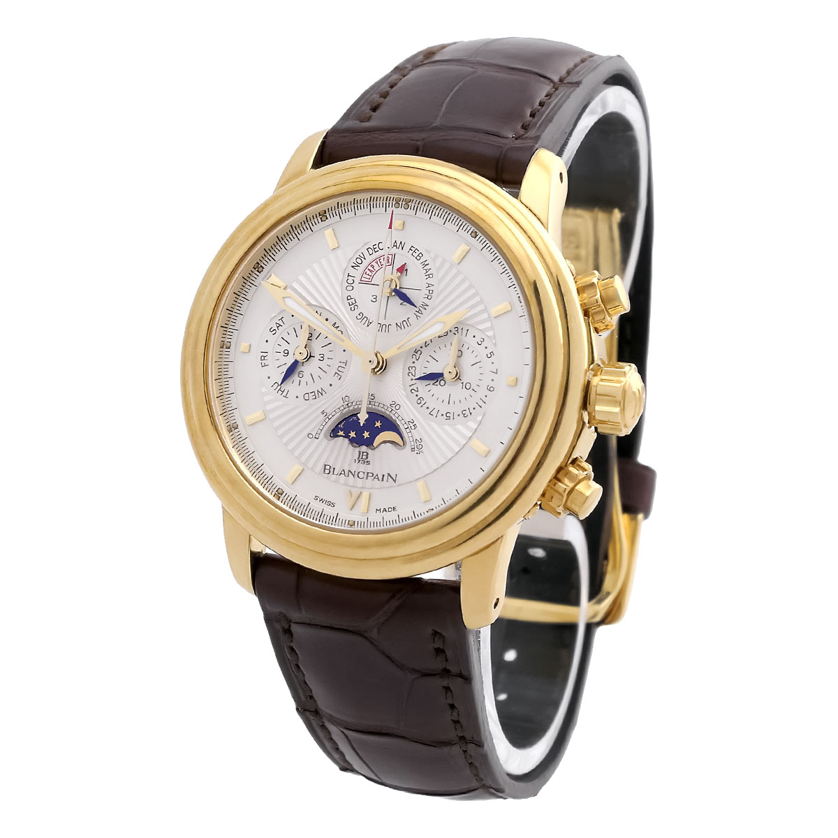blancpain-leman-perpetual-calendar-chronographg-gelbgold-2585A-3342A-53A-limitiert-03-2201_2 BLANCPAIN Leman Perpetual Calendar Chronograph in Gelbgold, mit silbernem Zifferblatt, Limitiert auf 29 Stück, 2585A-3342A-53A
