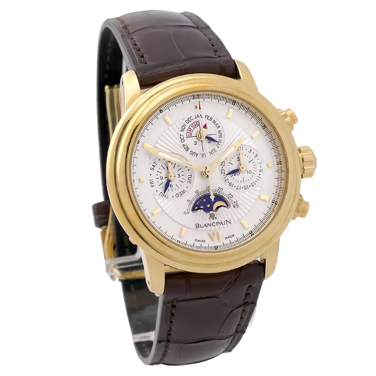 Blancpain Leman Ewiger Kalender Chronograph Gelbgold Gehäuseflanke