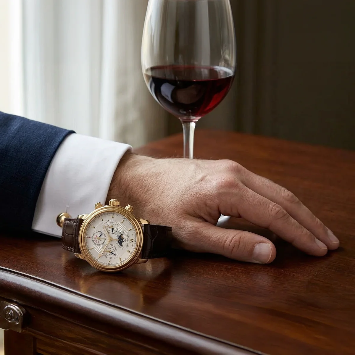 Blancpain Leman Ewiger Kalender Chronograph Gelbgold Stillleben