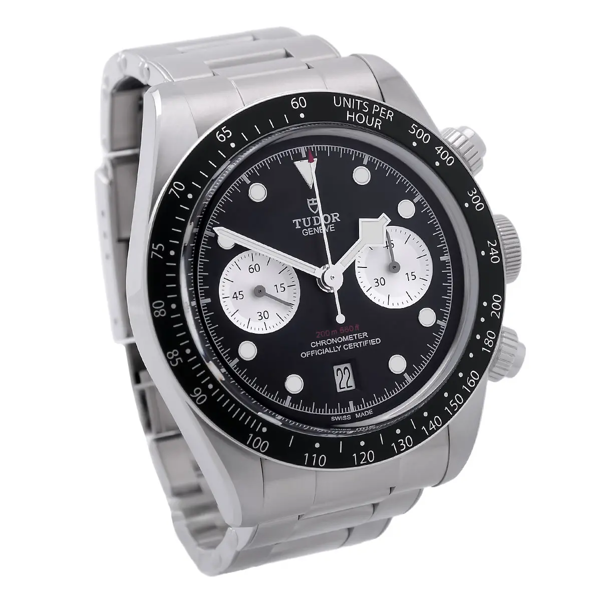 Tudor Black Bay Chronograph Reverse Panda Gehäuseflanke Poliert