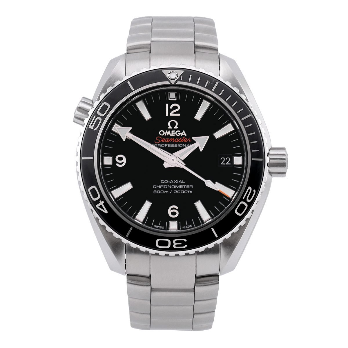 OMEGA Seamaster Planet Ocean 42 mm 600M Co-Axial Referenz 232.30.42.21.01.001 mit schwarzem Zifferblatt, Full Set, Service