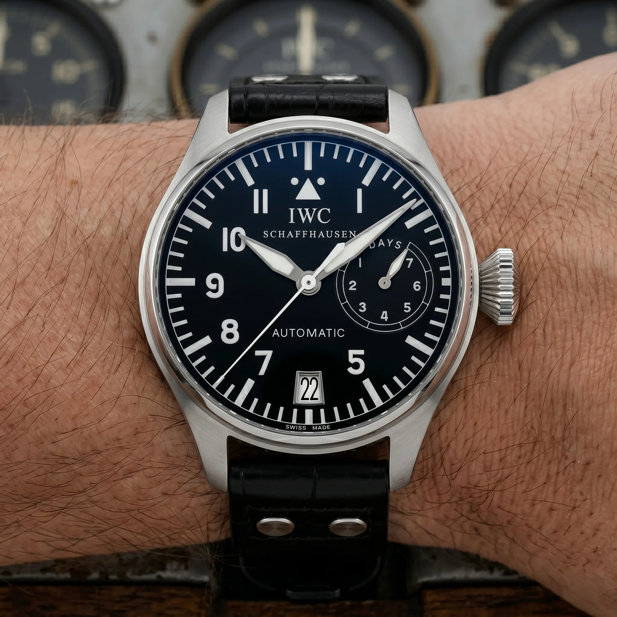 IWC Große Fliegeruhr Big Pilot Edelstahl IW500201 Gebraucht Wristshot