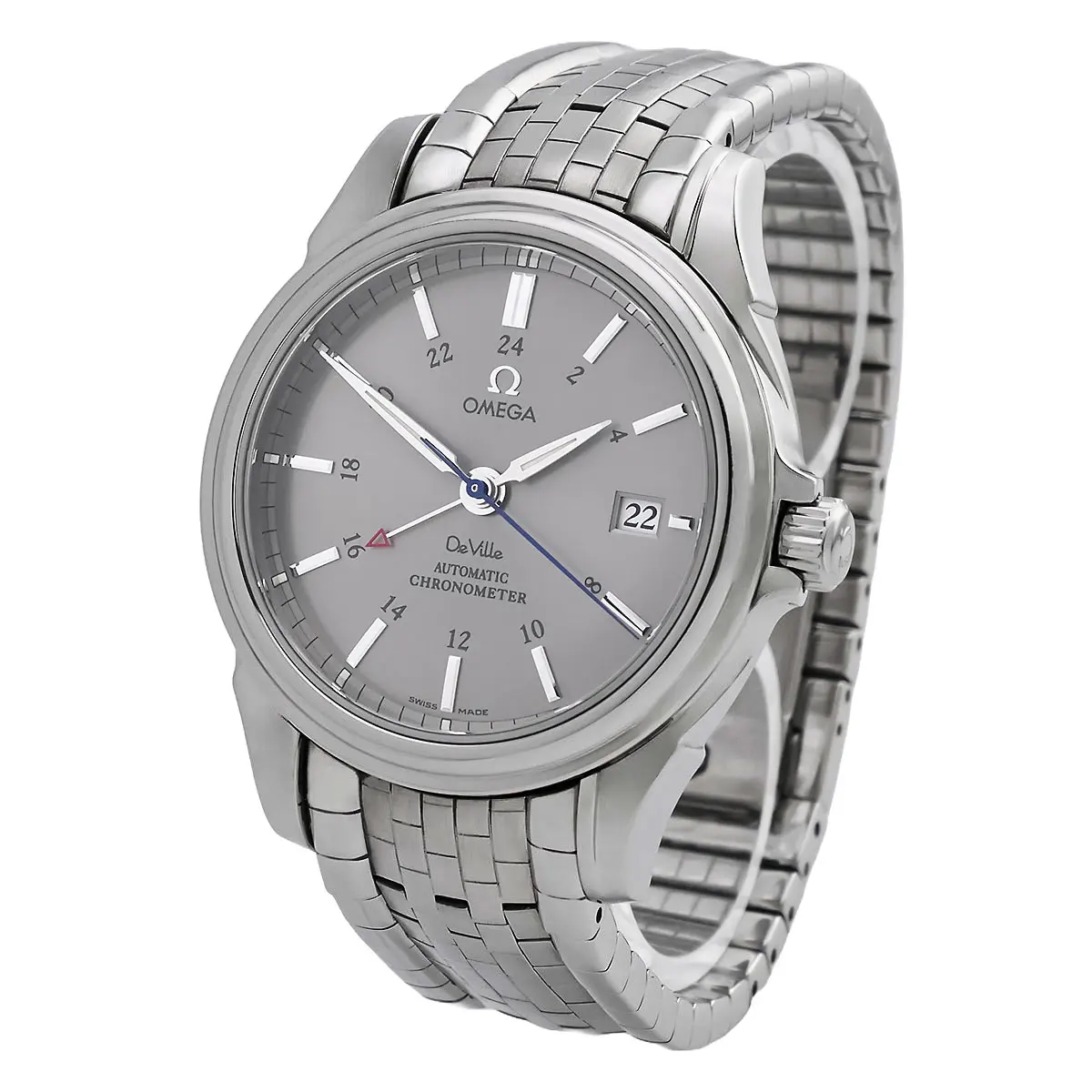 Omega De Ville GMT stainless steel case flank right