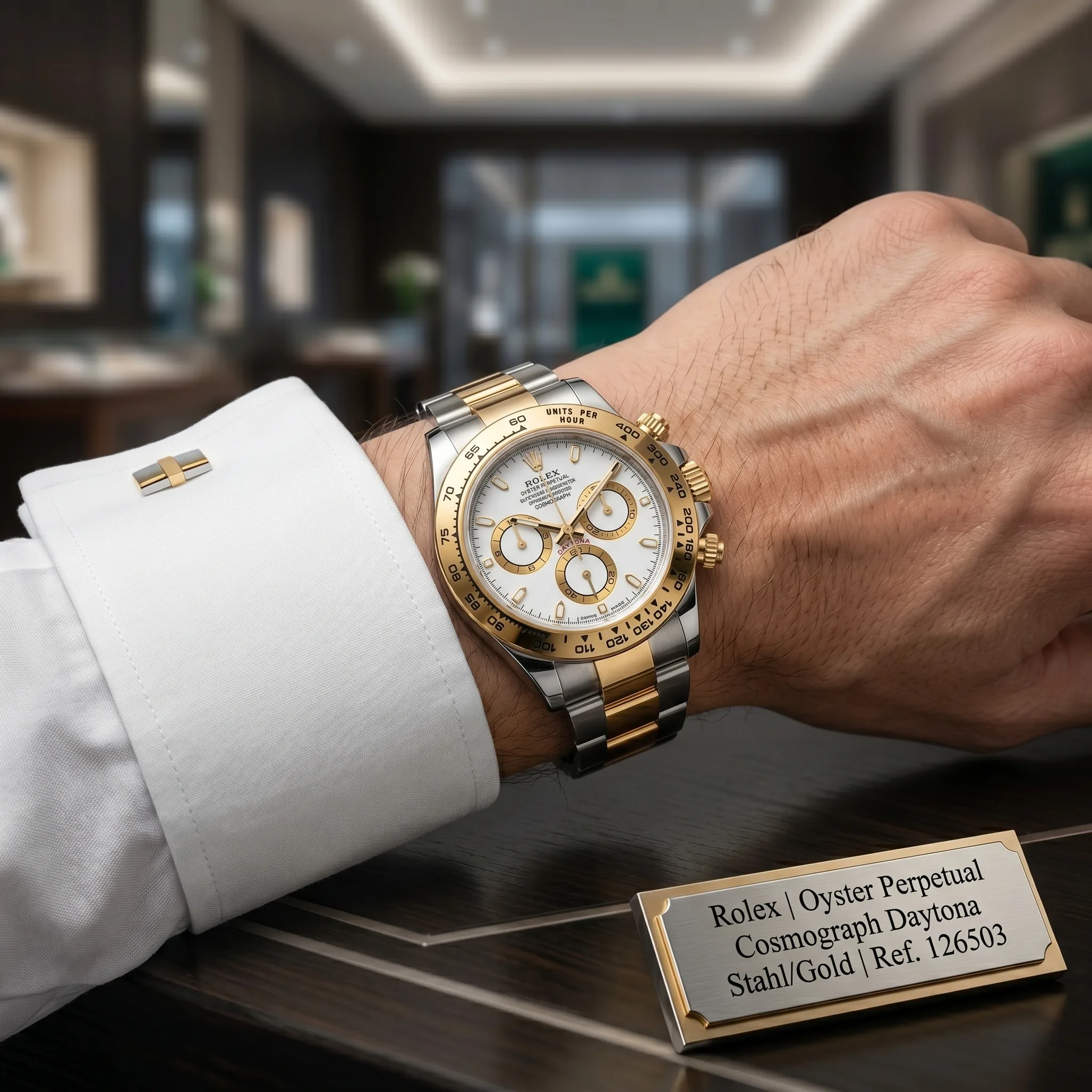 Rolex Oyster Perpetual Cosmograph Daytona Stahl/Gold 126503 Ungetragen Wristshot