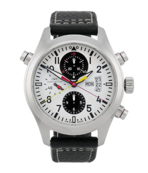 IWC Fliegeruhr Doppelchronograph Edition "DFB 2008" mit weißem Panda-Zifferblatt Referenz IW371803, DFB-Logo