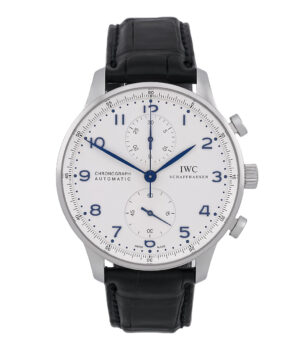 IWC Portugieser Chronograph Automatik Edelstahl mit weißem Zifferblatt Referenz IW371417