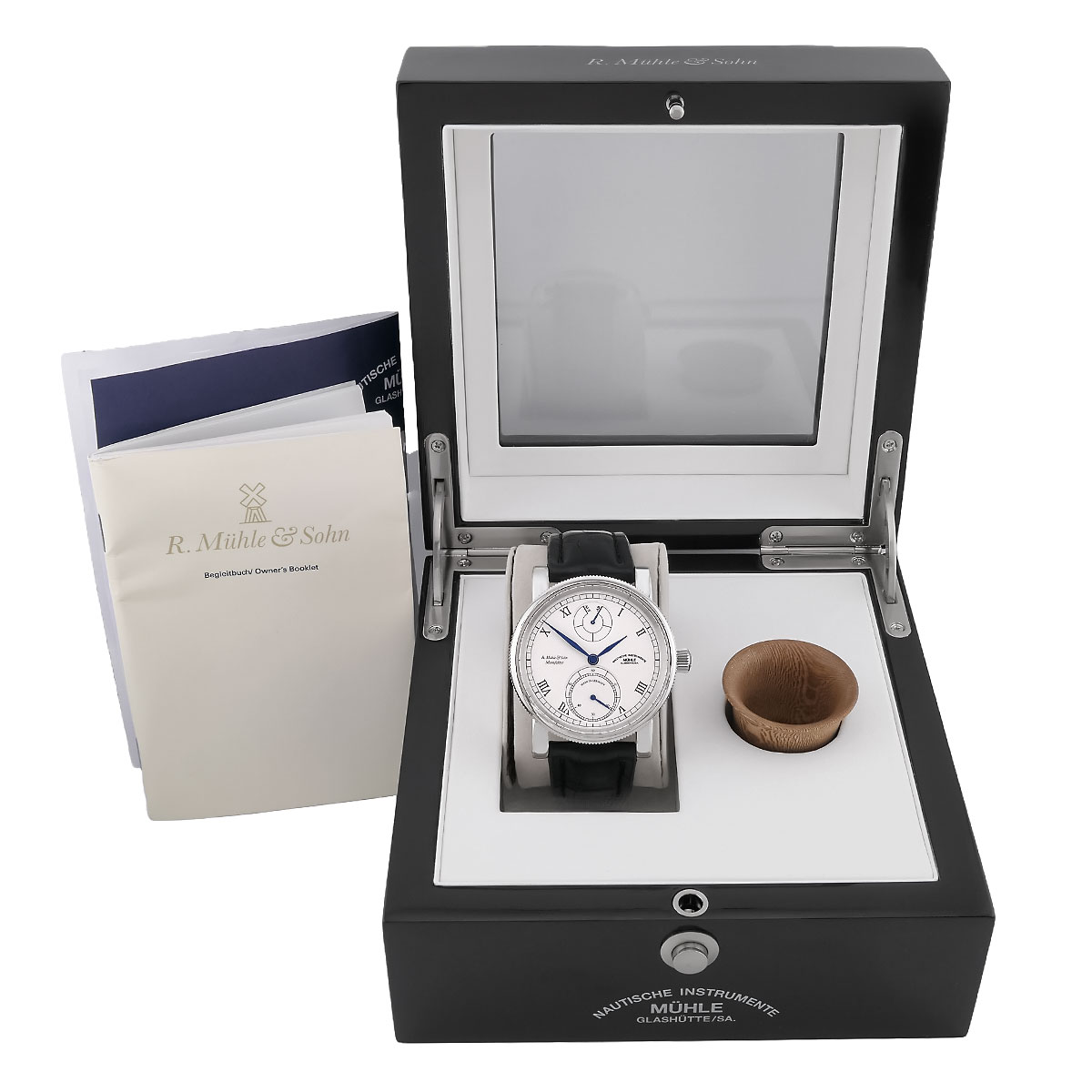 muehle-glashuette-robert-muehle-auf-ab-m1-11-15-100-lb-weisses-zifferblatt-03-2230-8 Mühle Glashütte Robert Mühle Auf/Ab Edelstahl mit weißem Zifferblatt, Referenz M1-11-15-100-LB, Full Set, Limitiert