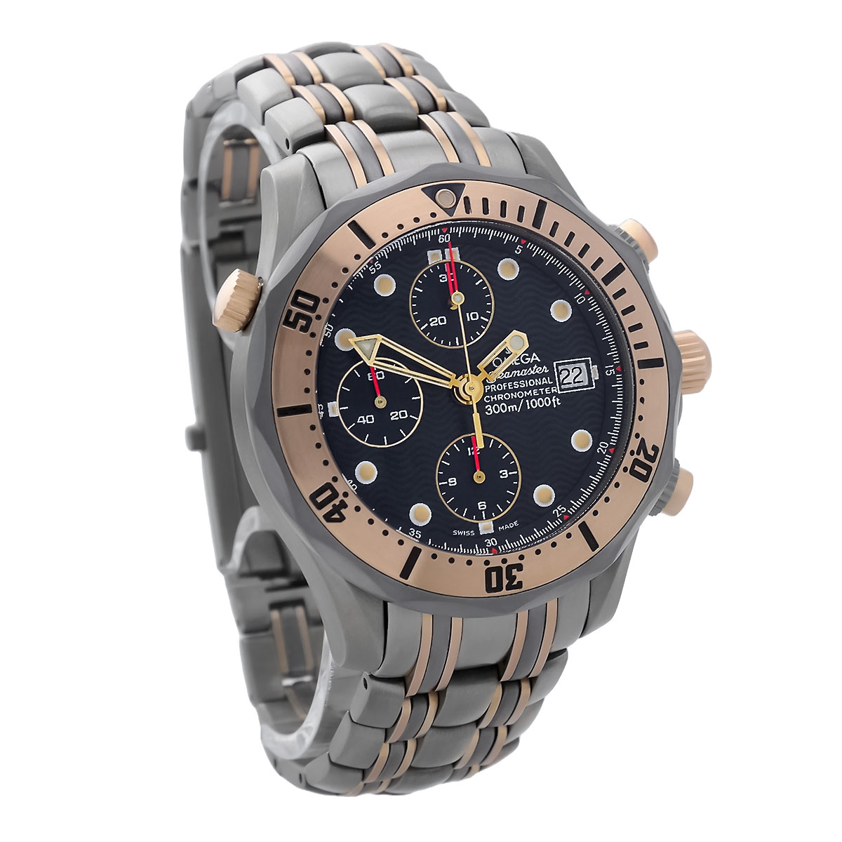 Omega Seamaster Diver 300m Chrononograph Titan Tantal Rosegold 22968000 Front Left Omega Seamaster Diver 300m Chrononograph Titan Tantal Rosegold 22968000 Front Left