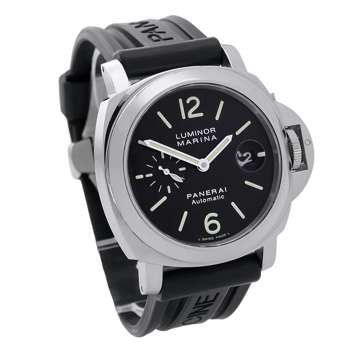 Panerai Luminor Marina Stainless Steel Black PAM00104 Case Profile Left