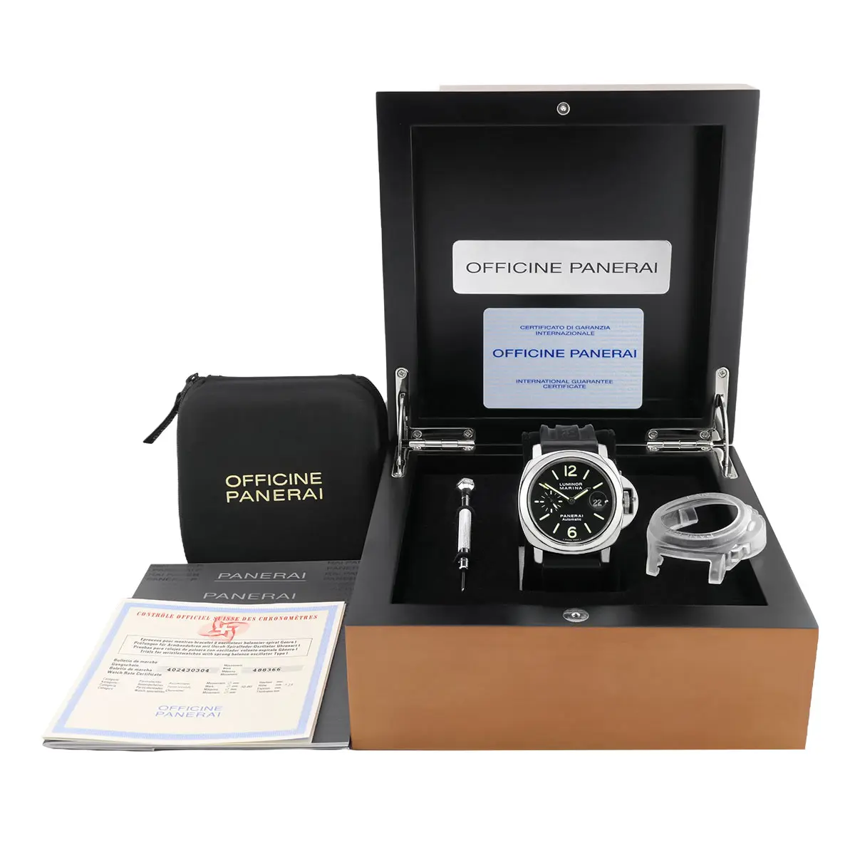 Panerai Luminor Marina Stainless Steel Black PAM00104 Scope of delivery Box and papers