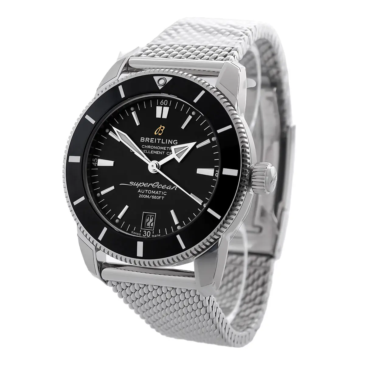 Breitling Superocean Heritage B20 42 Edelstahl Schwarz AB2010121B1A1 NOS Perspektive Rechts