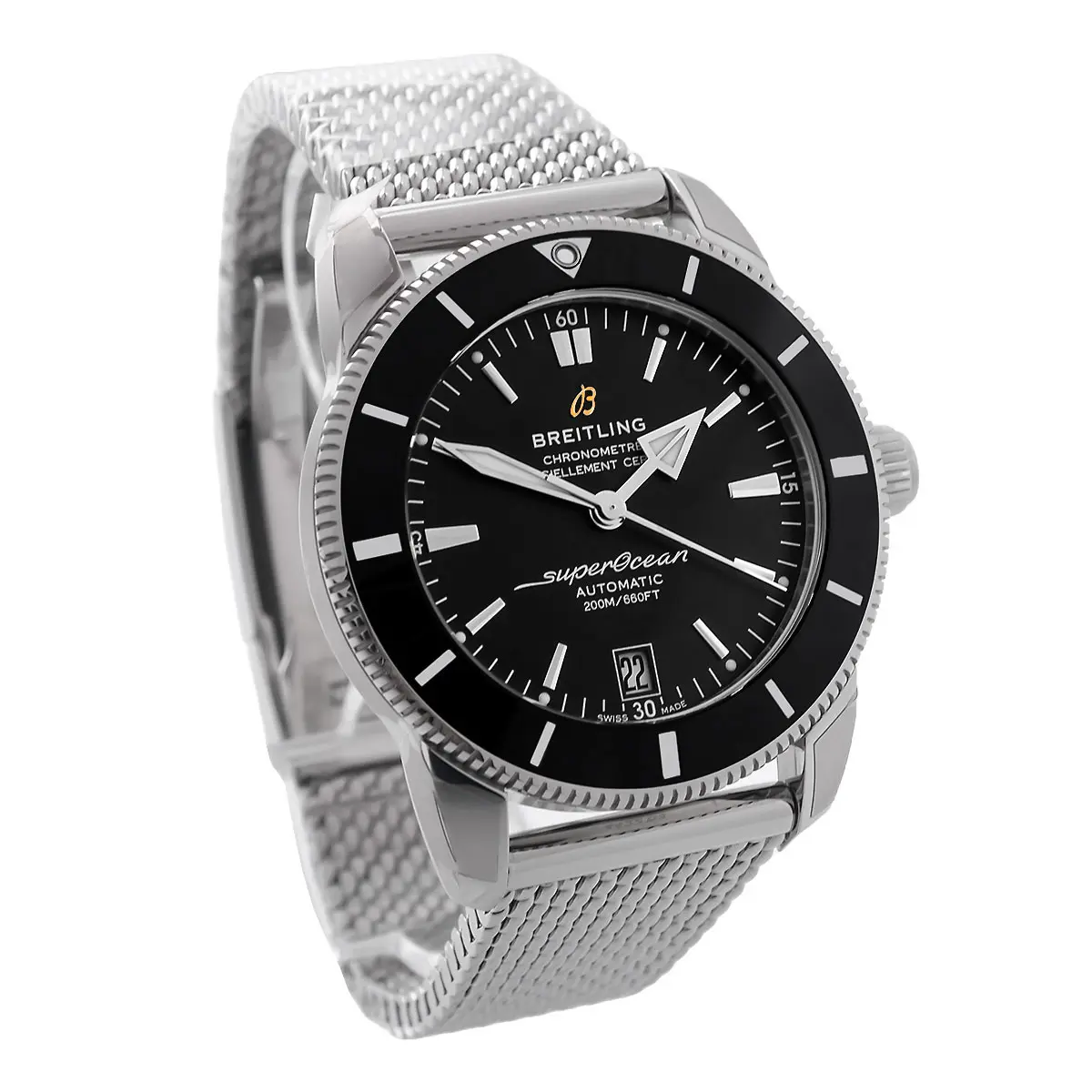 Breitling Superocean Heritage B20 42 Edelstahl Schwarz AB2010121B1A1 Gehäuseprofil Links