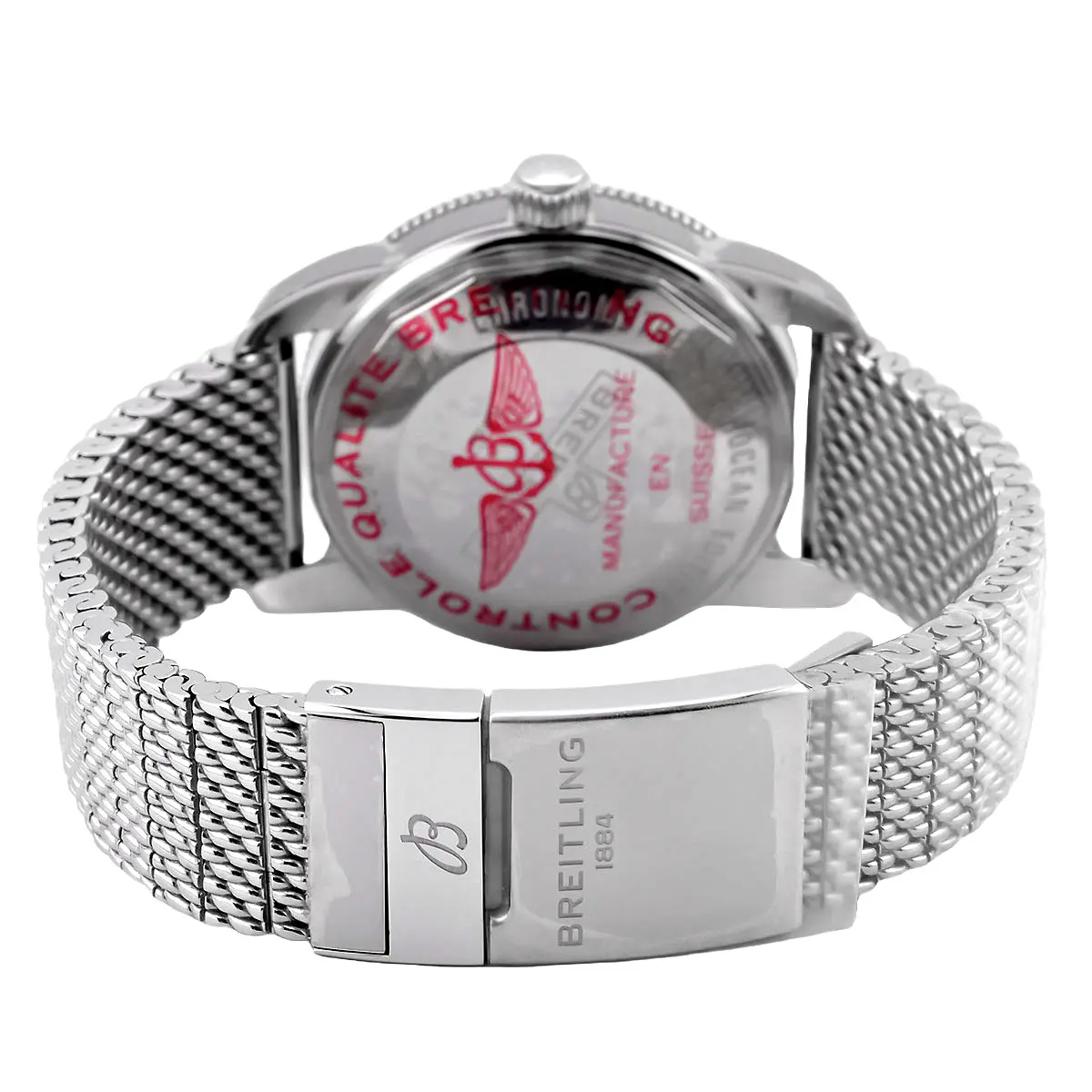 Breitling Superocean Heritage B20 42 Edelstahl Schwarz AB2010121B1A1 Milanaise Faltschließe Detail