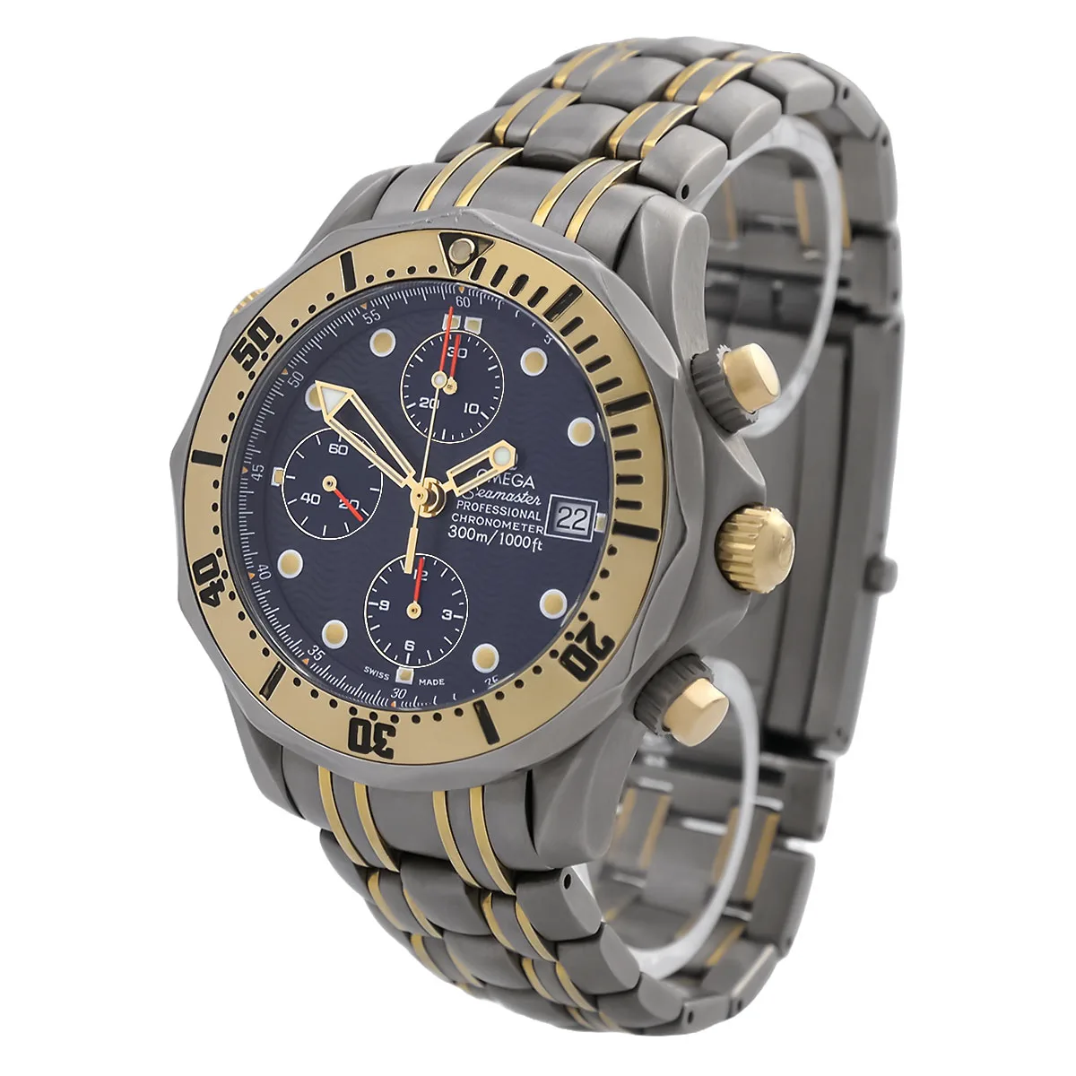 Omega Seamaster Diver 300m Chronograph Titan Gelbgold 22978000 Service 2023 Rechts