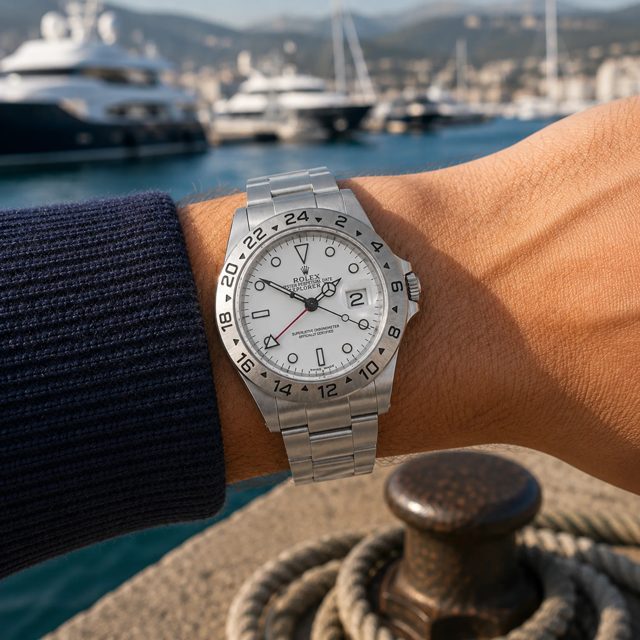Rolex Explorer II 16570 Oyster-Schließe Wristshot