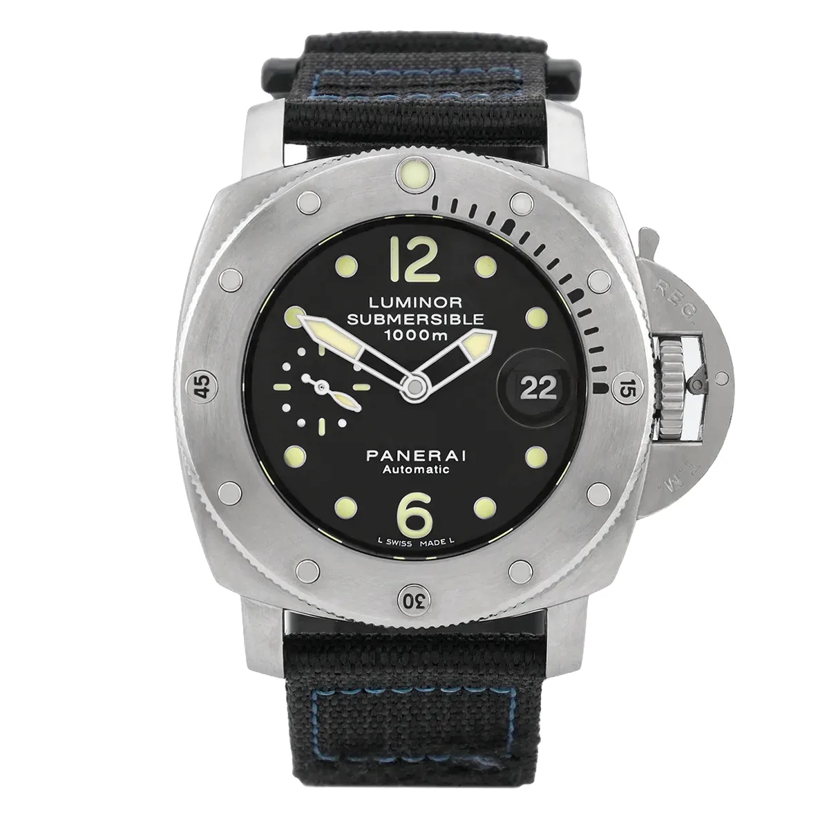 Panerai Luminor 1950 Submersible Edelstahl Schwarz PAM00243 Sehr gut Front