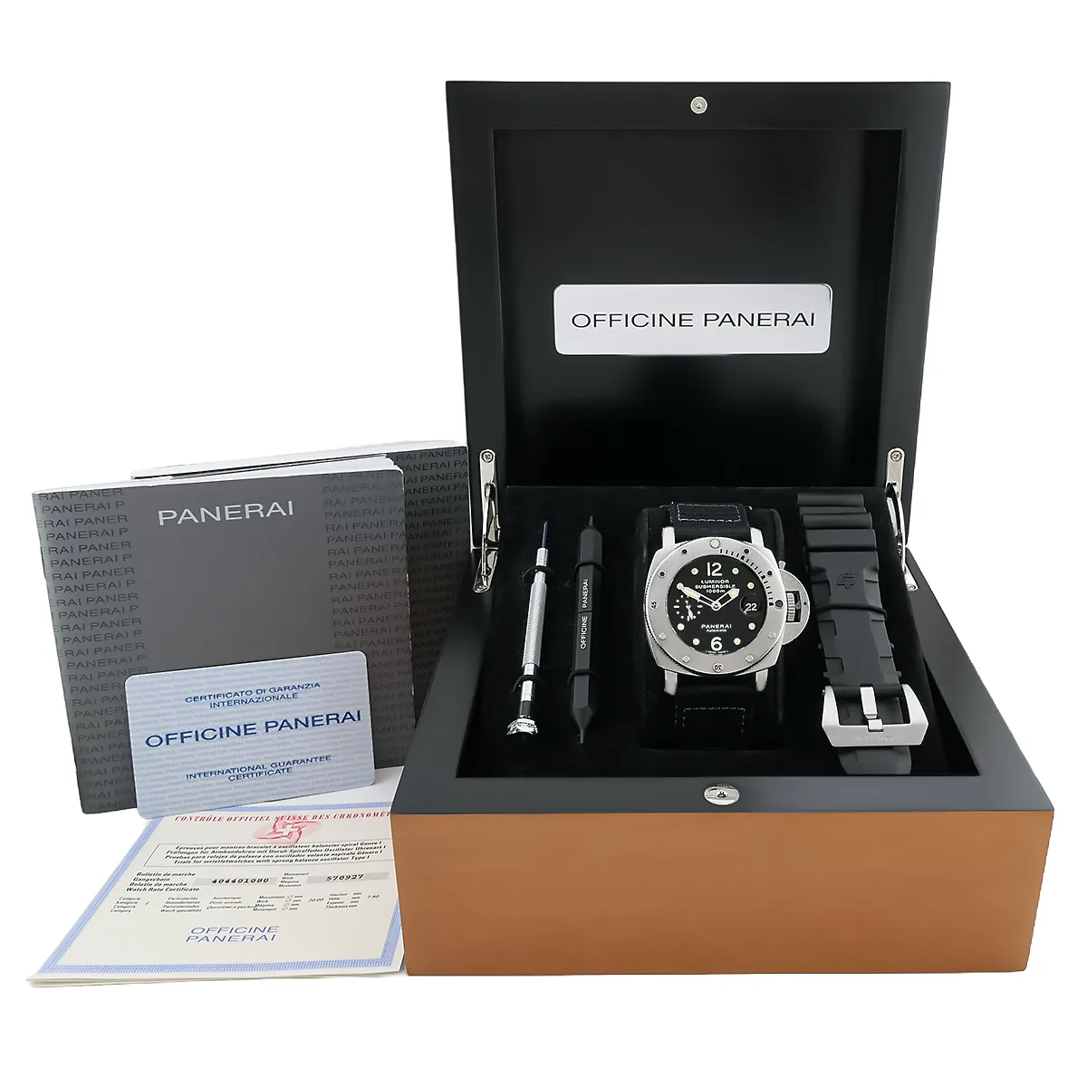 Panerai Luminor 1950 Submersible Edelstahl Schwarz PAM00243 Full Set Zubehör