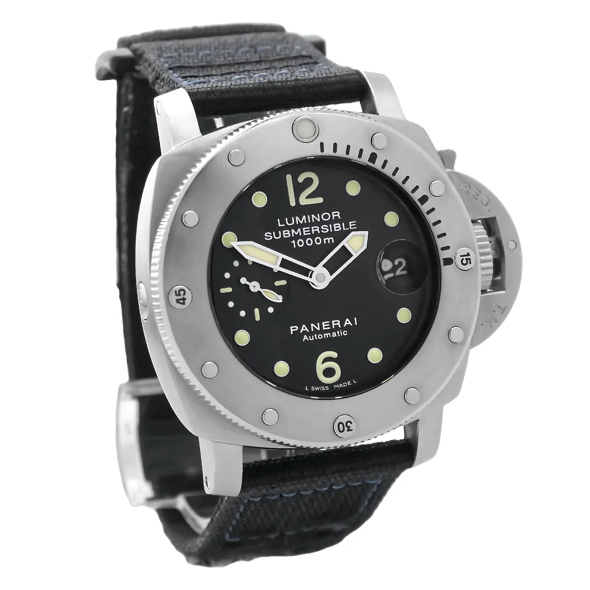 Panerai Luminor 1950 Submersible Edelstahl Schwarz PAM00243 Heliumventil Links