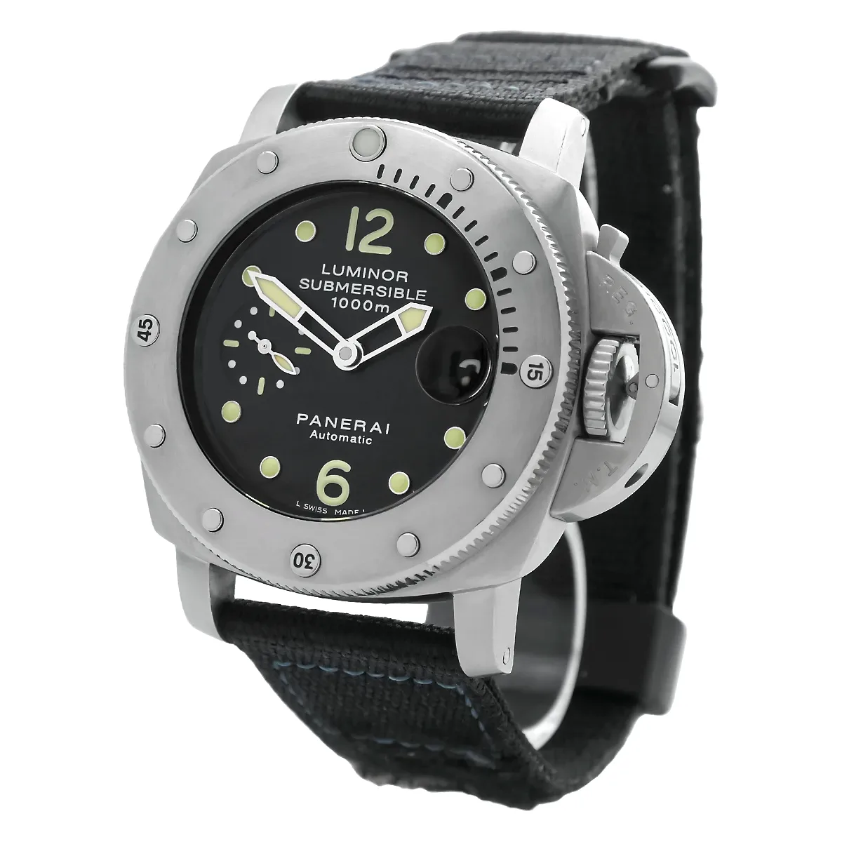 Panerai Luminor 1950 Submersible Edelstahl Schwarz PAM00243 Sehr gut Rechts
